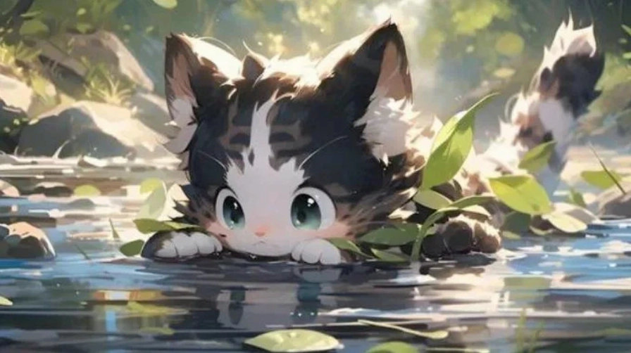 Ảnh nền máy tính Anime cute với nhân vật nữ tươi tắn và hoa