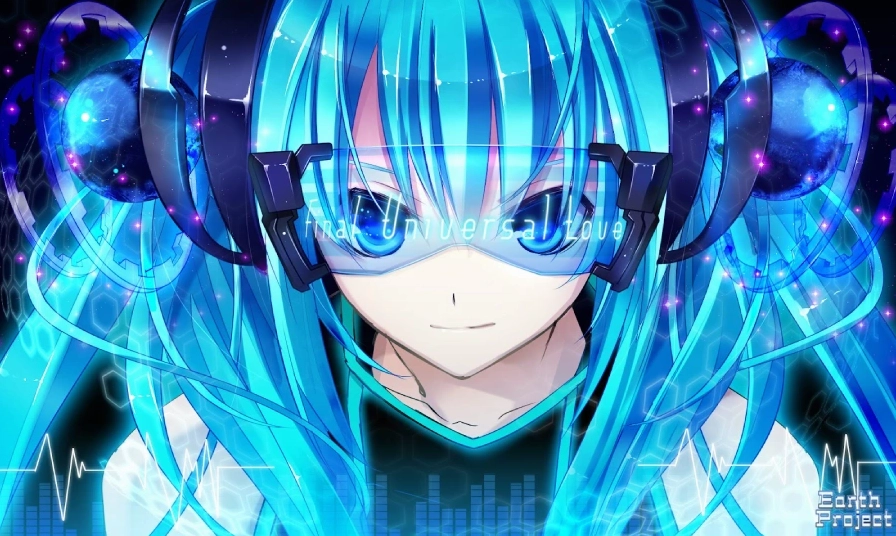 Hình nền máy tính Anime 3D cô gái đứng trong không gian huyền ảo