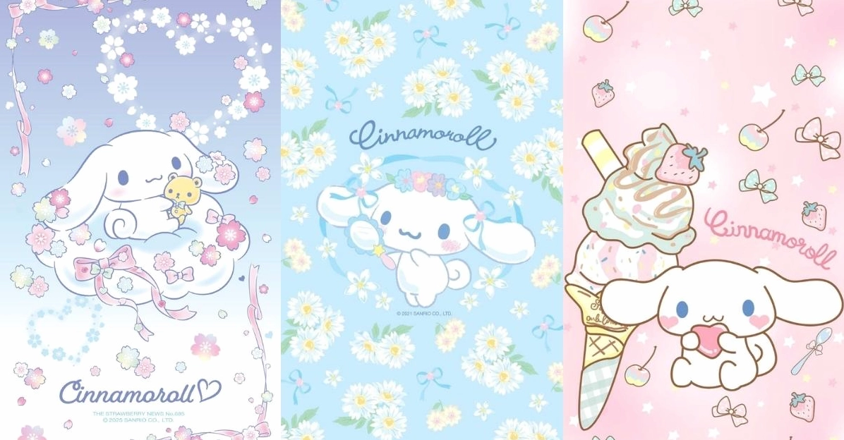 Background Cinnamoroll và những người bạn trong gia đình Sanrio đang vui chơi cùng nhau.