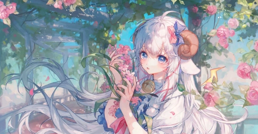 Background PC anime cặp đôi đáng yêu dưới tán cây anh đào