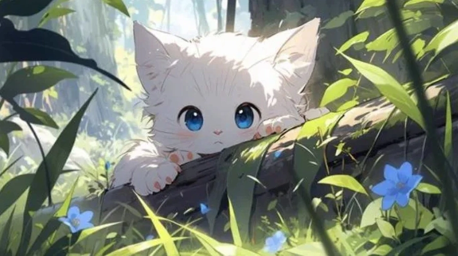 Hình nền anime cô gái tóc hồng dễ thương với tai mèo