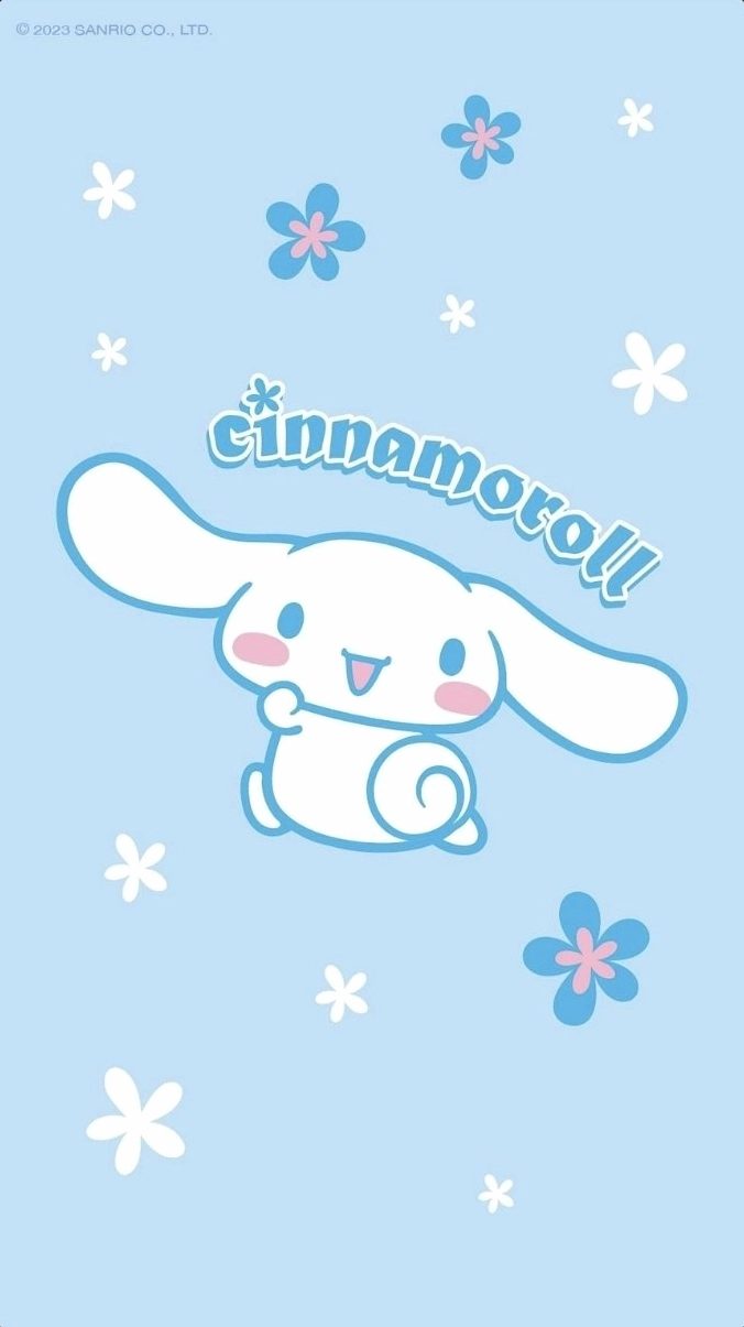 Hình nền Cinnamoroll đang cầm cây đũa phép ngôi sao lấp lánh trên nền trời xanh.
