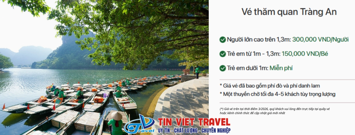 Thông tin về vé tham quan khu du lịch Tràng An
