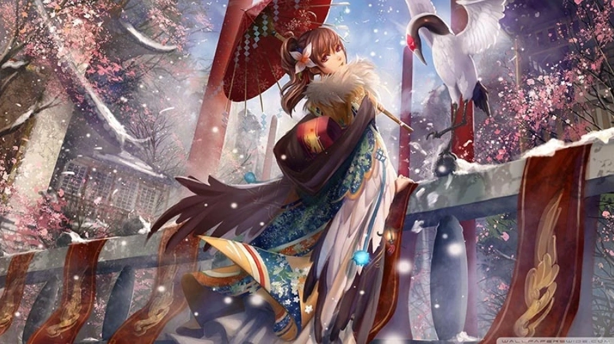 Wallpaper anime 3D cô gái với thanh kiếm rực lửa đầy mạnh mẽ